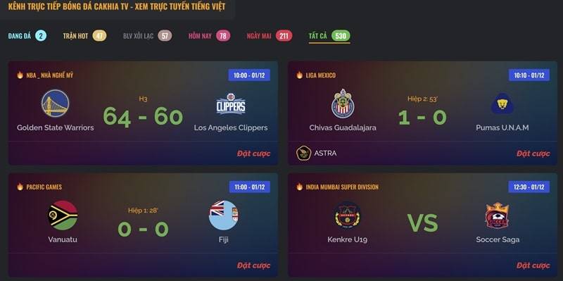 Cakhia TV cũng là kênh xem bóng đá được nhiều người biết đến